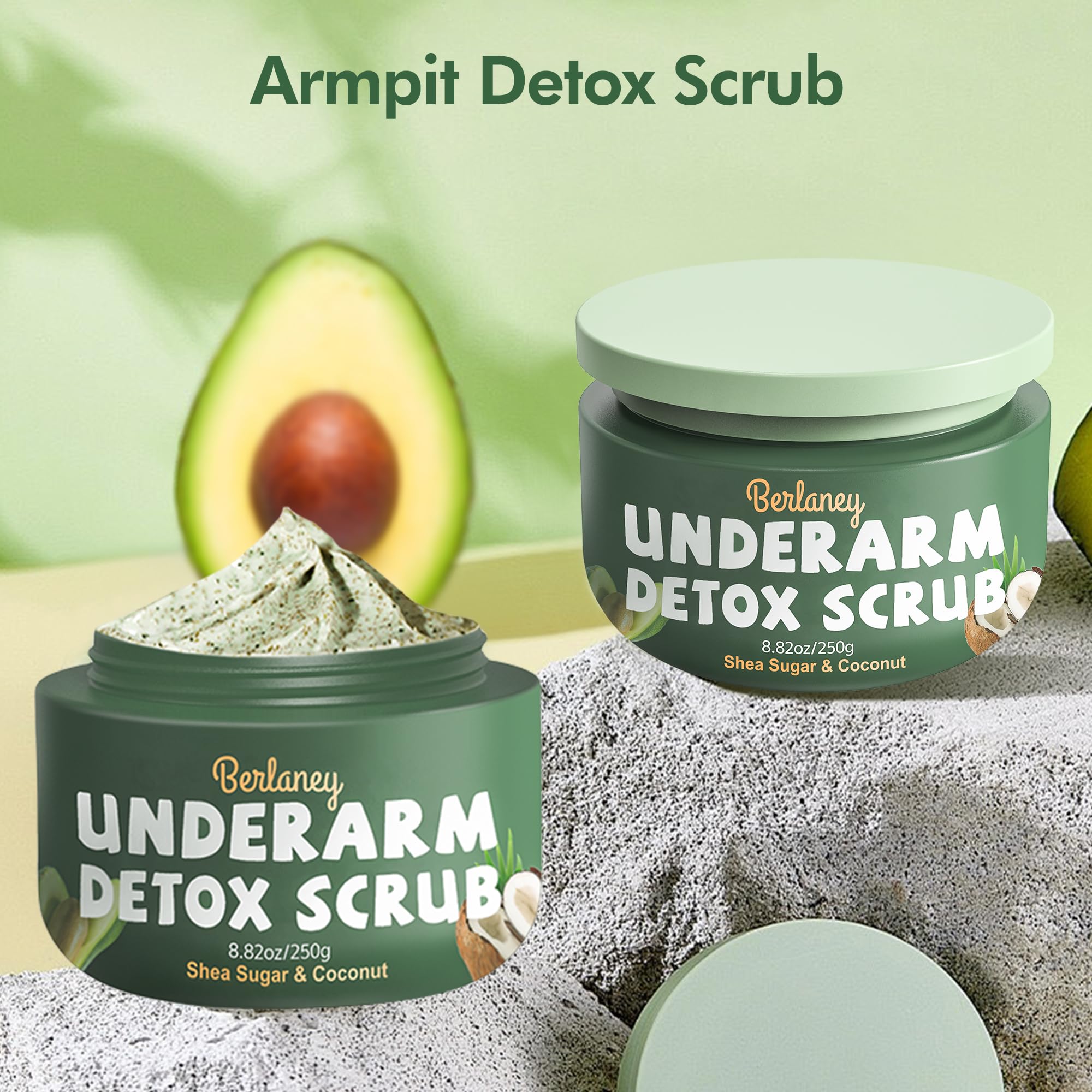 Berlaney Armpit Detox & Scrub – Shea Butter + Coconut, 8.82oz