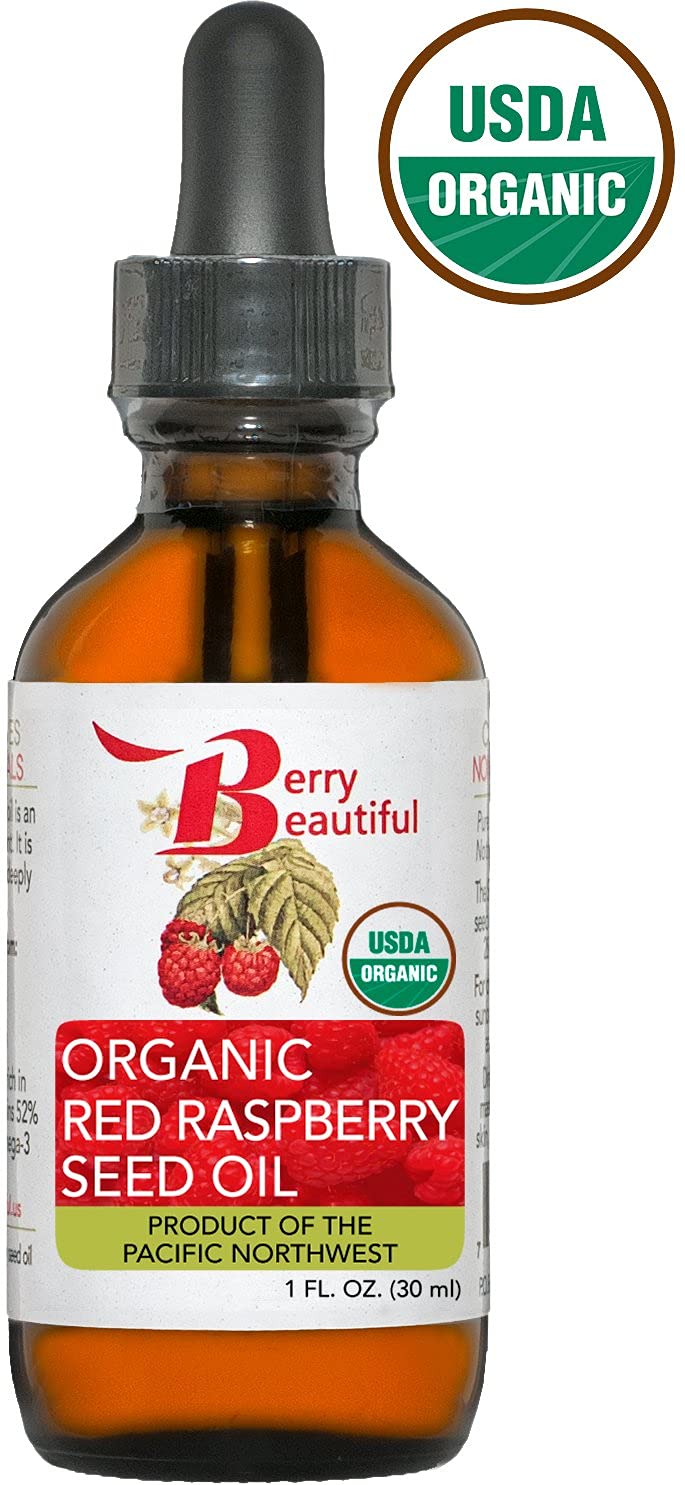 Berry Beautiful Certified Organic Red Raspberry Seed Oil – Cold-Pressed, USA Grown (1 fl oz)