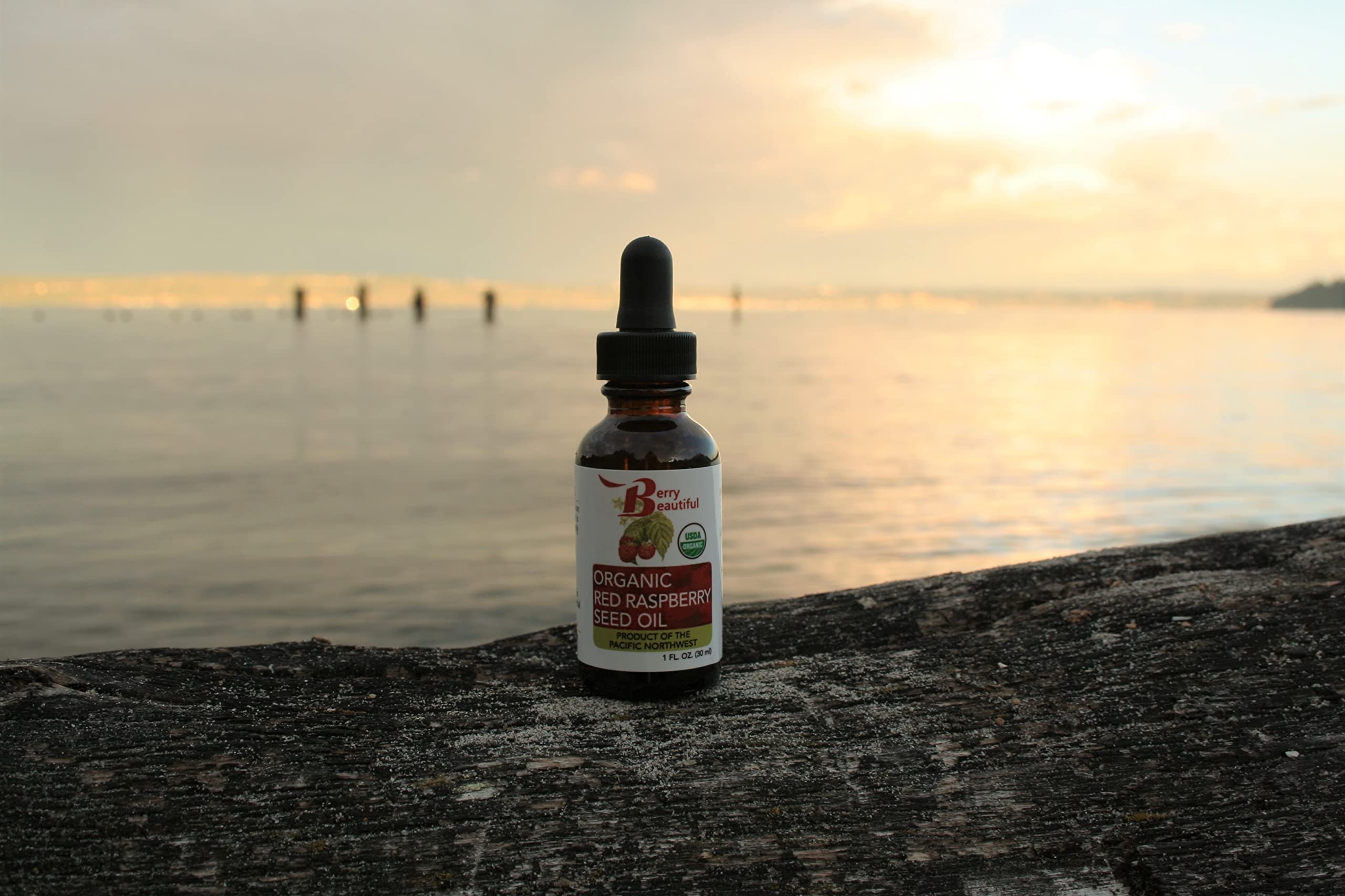 Berry Beautiful Certified Organic Red Raspberry Seed Oil – Cold-Pressed, USA Grown (1 fl oz)
