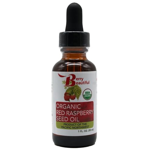Berry Beautiful Certified Organic Red Raspberry Seed Oil – Cold-Pressed, USA Grown (1 fl oz)