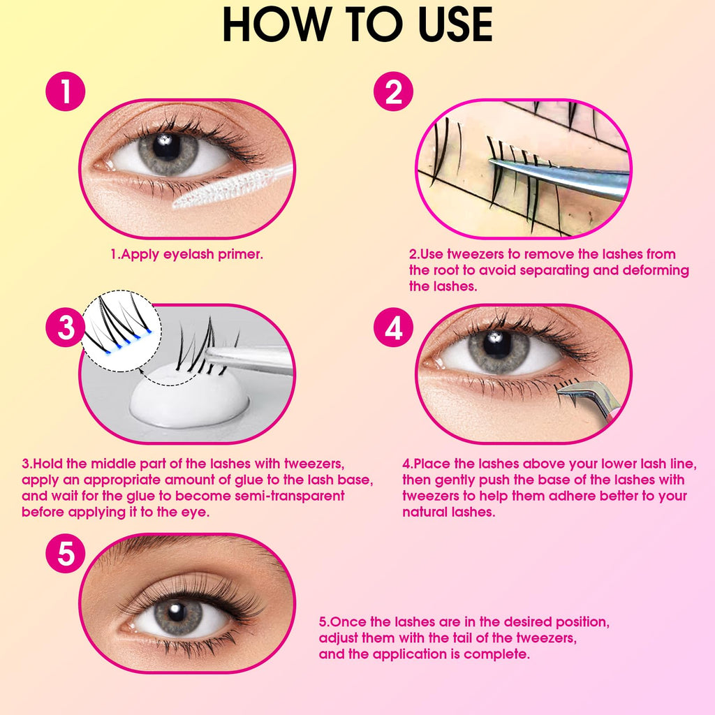 BERSHNOR Cateye Bottom Lash Clusters – DIY Lower Lash Extensions for Cat Eye Look | Clear Band