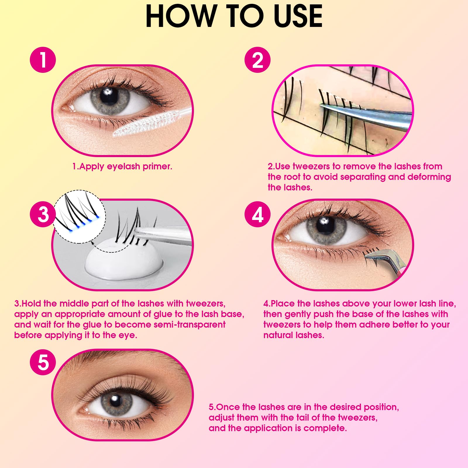 BERSHNOR Cateye Bottom Lash Clusters – DIY Lower Lash Extensions for Cat Eye Look | Clear Band