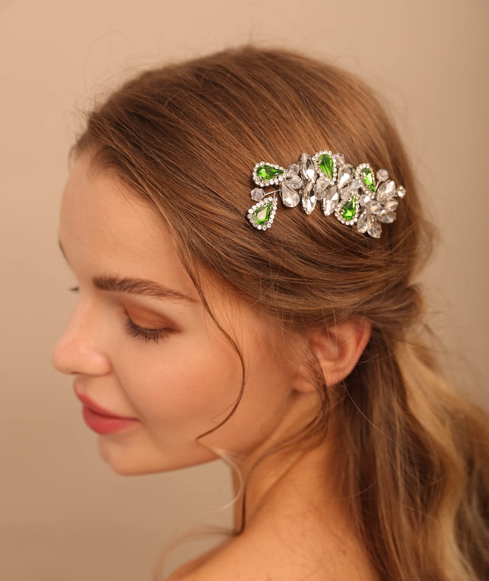 BERYUAN Bridal Hair Comb – Rhinestone Teardrop in Gold & Purple