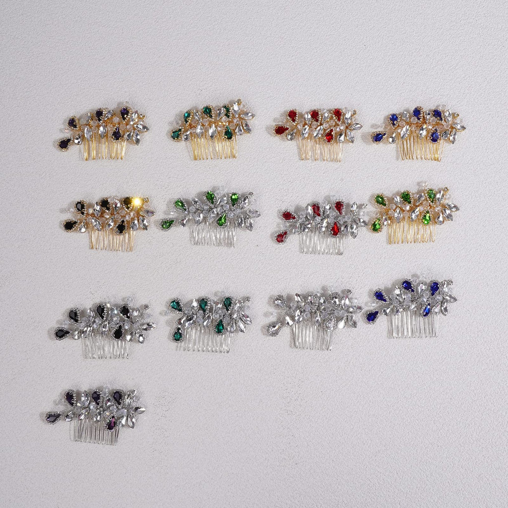 BERYUAN Bridal Hair Comb – Rhinestone Teardrop in Gold & Purple