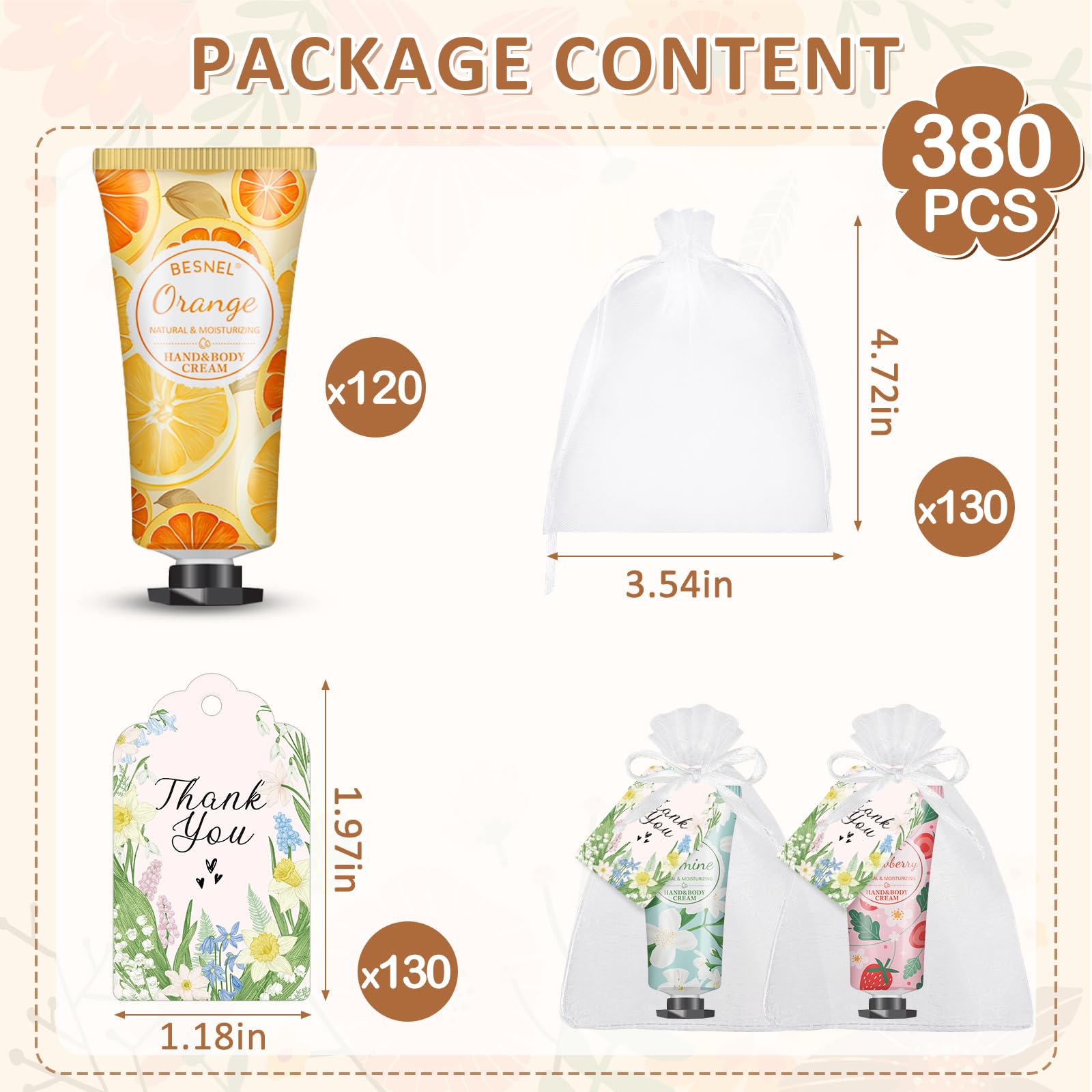 BESNEL 120 Pack Hand Cream Gift Set for Women – 12 Fragrances, Travel-Size Lotions in Bulk