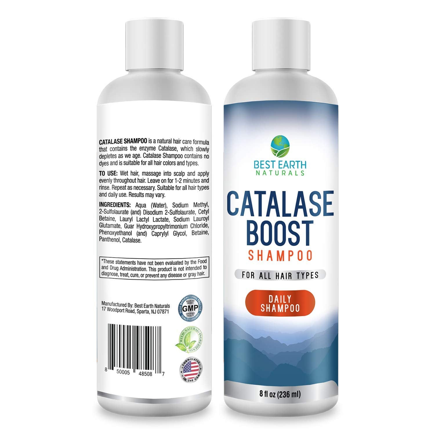 Best Earth Naturals Catalase Formula Starter Set – 60 Capsules + Shampoo & Conditioner (8 oz)