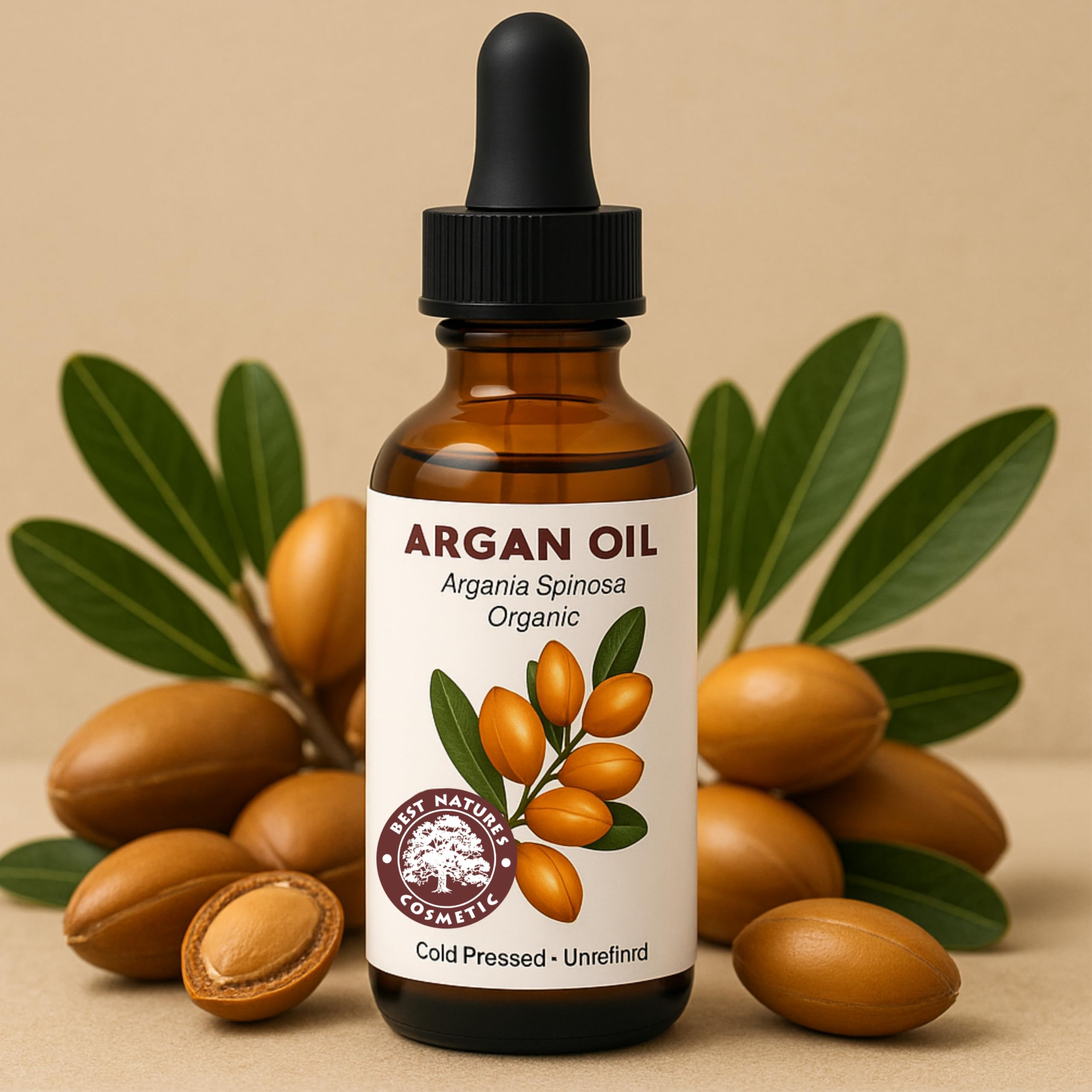Best Nature's Cosmetics Argan Oil – 100% Pure & Cold-Pressed from Morocco – 2 fl oz