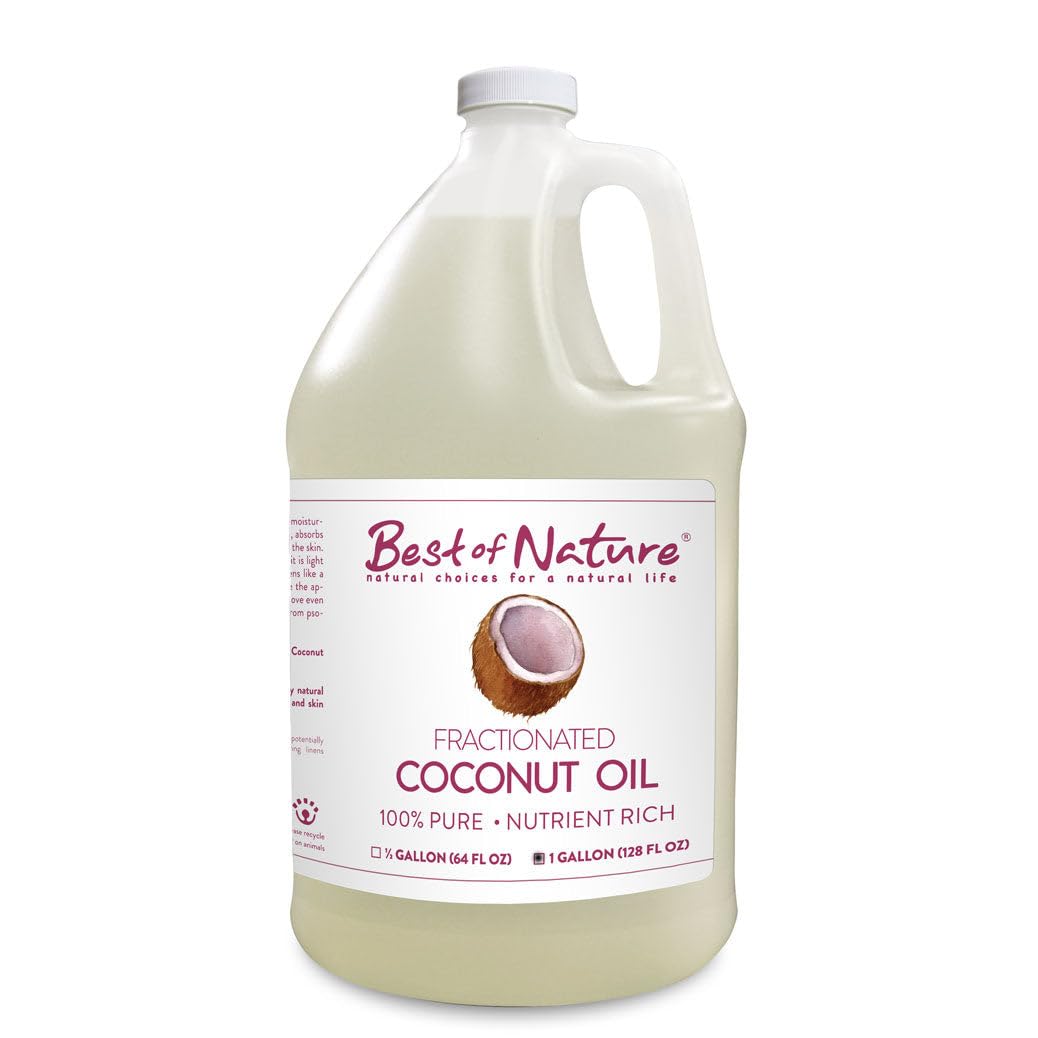Best of Nature 100% Pure Fractionated Coconut Oil – Unscented Massage Oil, Carrier for Essential Oils, 128 fl oz (Gallon)