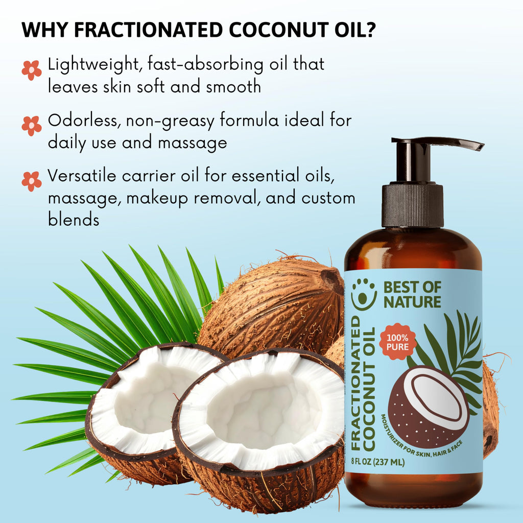 Best of Nature 100% Pure Fractionated Coconut Oil – Unscented Massage & Skincare (64 oz)