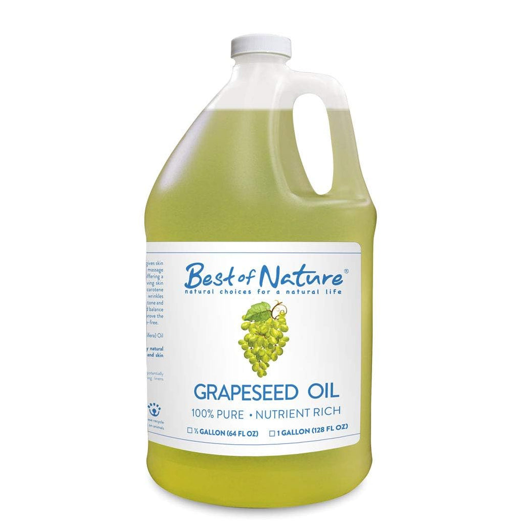 Best of Nature 100% Pure Grapeseed Oil – Unscented, Lightweight Moisturizer for Skin & Hair | Gallon (128 fl oz)