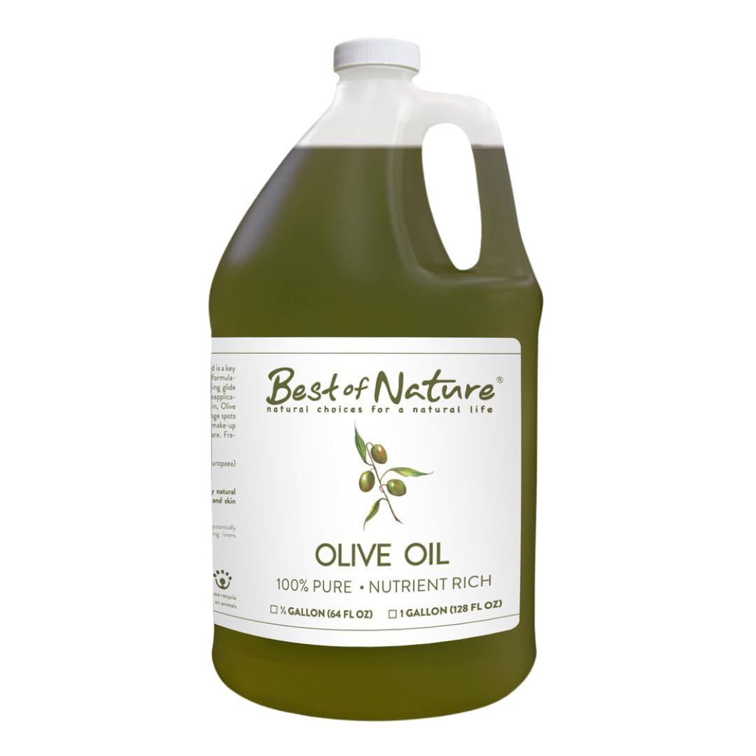 Best of Nature 100% Pure Olive Massage & Body Oil – Cold Pressed, Unscented, 1 Gallon (128 fl oz)
