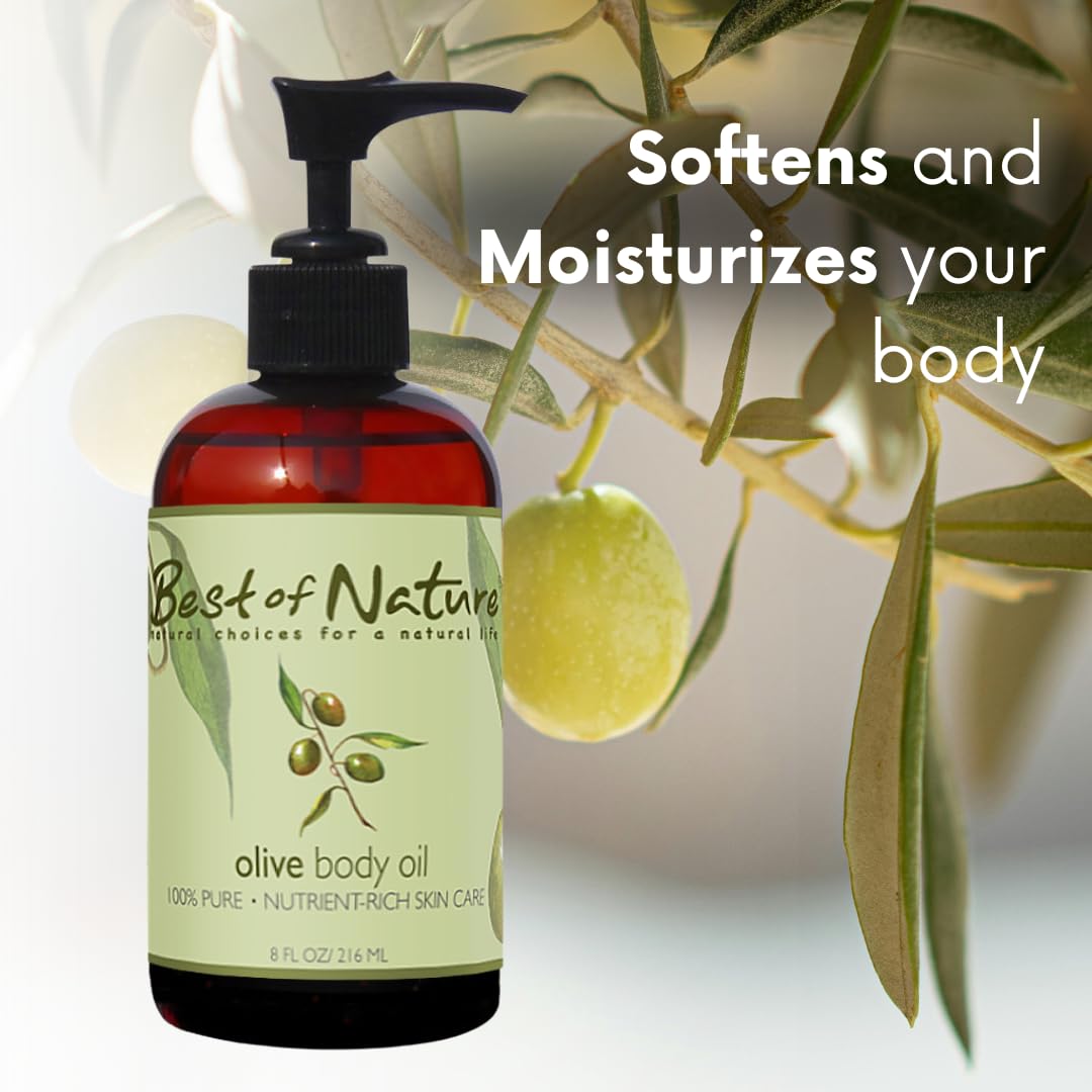 Best of Nature 100% Pure Olive Massage & Body Oil – Cold-Pressed, Unscented, 5 Gallon