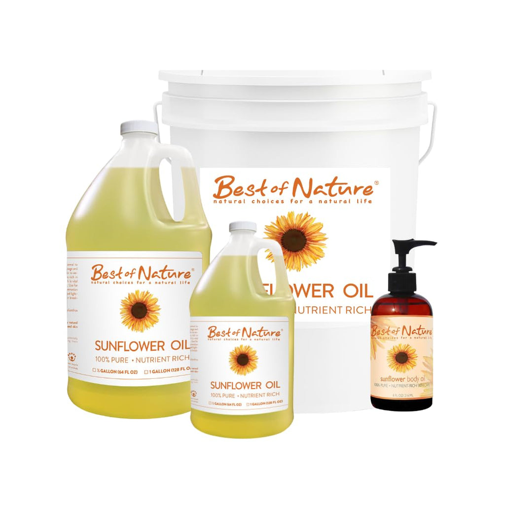 Best of Nature 100% Pure Sunflower Massage Oil – Lightweight Unscented Hydration (64 oz)