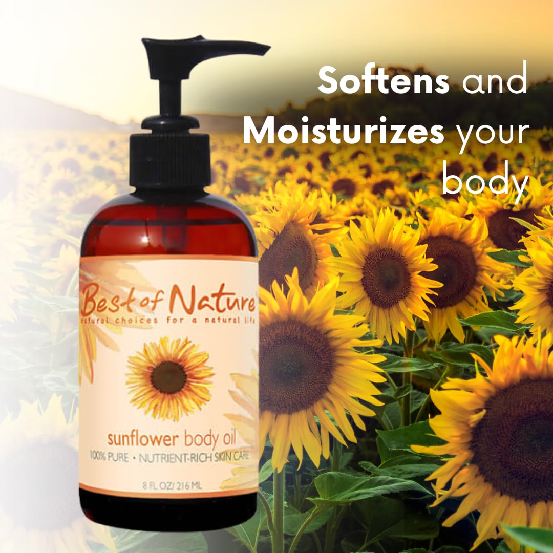 Best of Nature 100% Pure Sunflower Massage Oil – Lightweight Unscented Hydration (64 oz)