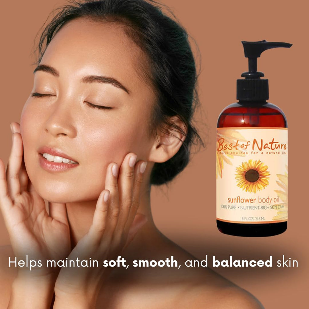 Best of Nature 100% Pure Sunflower Massage Oil – Lightweight Unscented Hydration (64 oz)