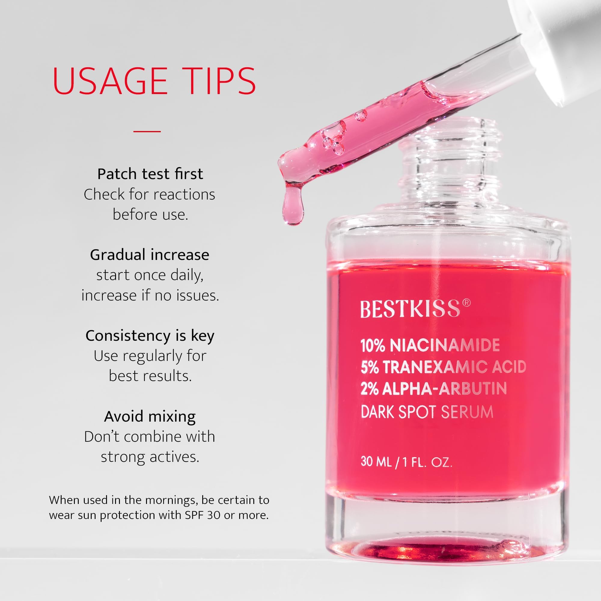 Bestkiss 10% Niacinamide + 5% Tranexamic Acid + 2% Alpha-Arbutin Dark Spot Serum | Ceramides & HA