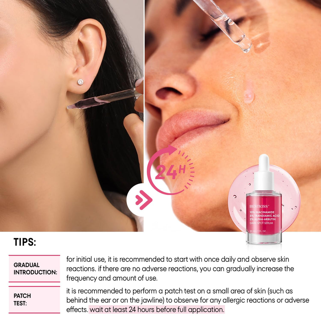 Bestkiss Dark Spot Serum with Niacinamide 10% + Tranexamic 5% + Alpha-Arbutin 2% – 1 oz