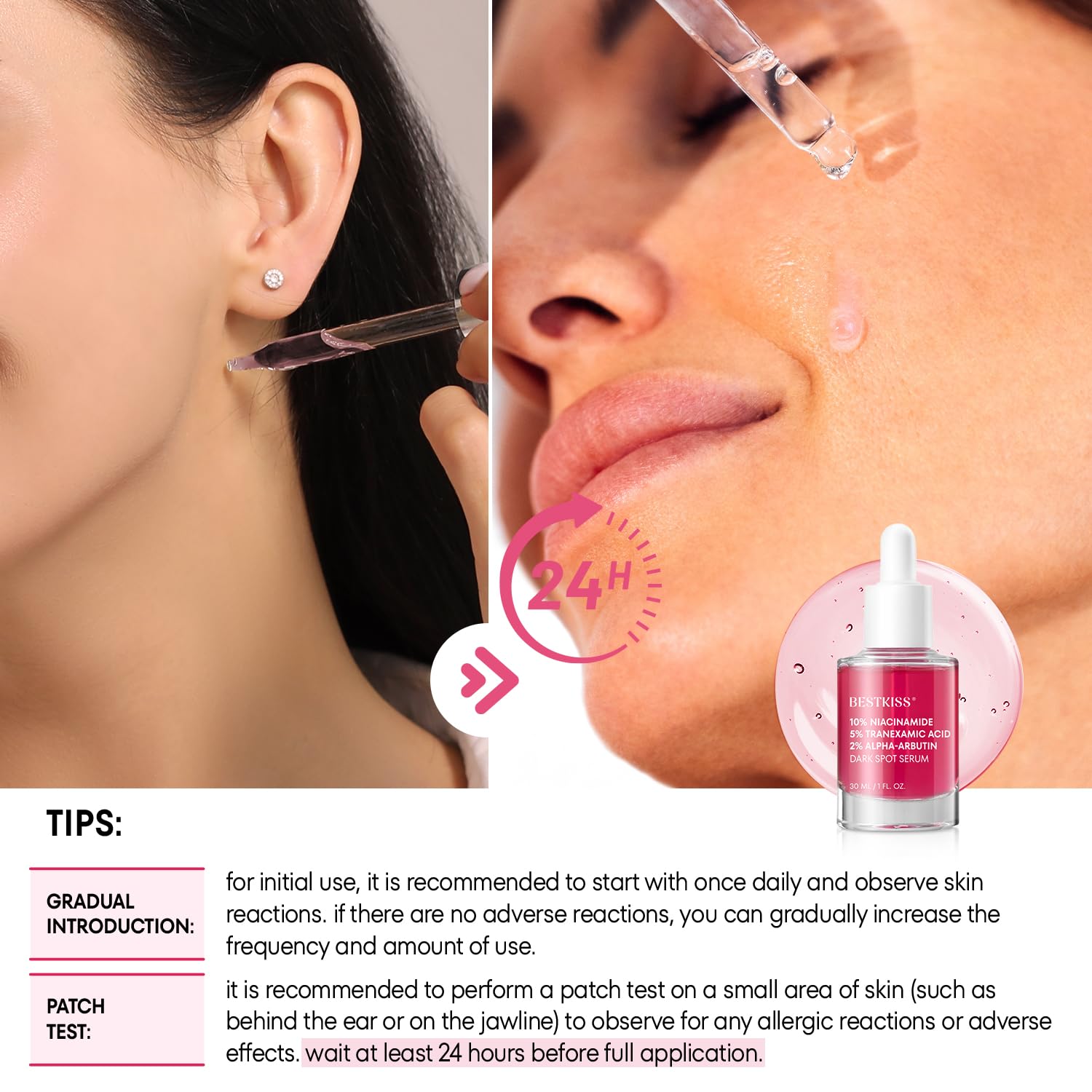 Bestkiss Dark Spot Serum with Niacinamide 10% + Tranexamic 5% + Alpha-Arbutin 2% – 1 oz