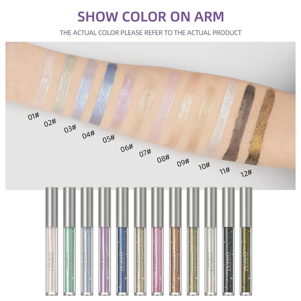 BestLand 12 Colors Liquid Glitter Eyeshadow Set Color A | Metallic Glitter, Waterproof & Quick-Drying