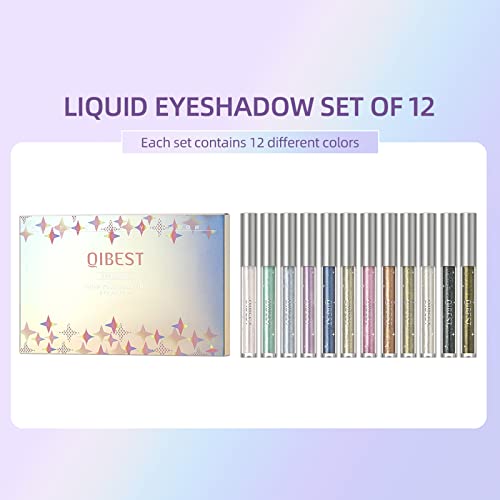 BestLand 12 Colors Liquid Glitter Eyeshadow Set Color A | Metallic Glitter, Waterproof & Quick-Drying