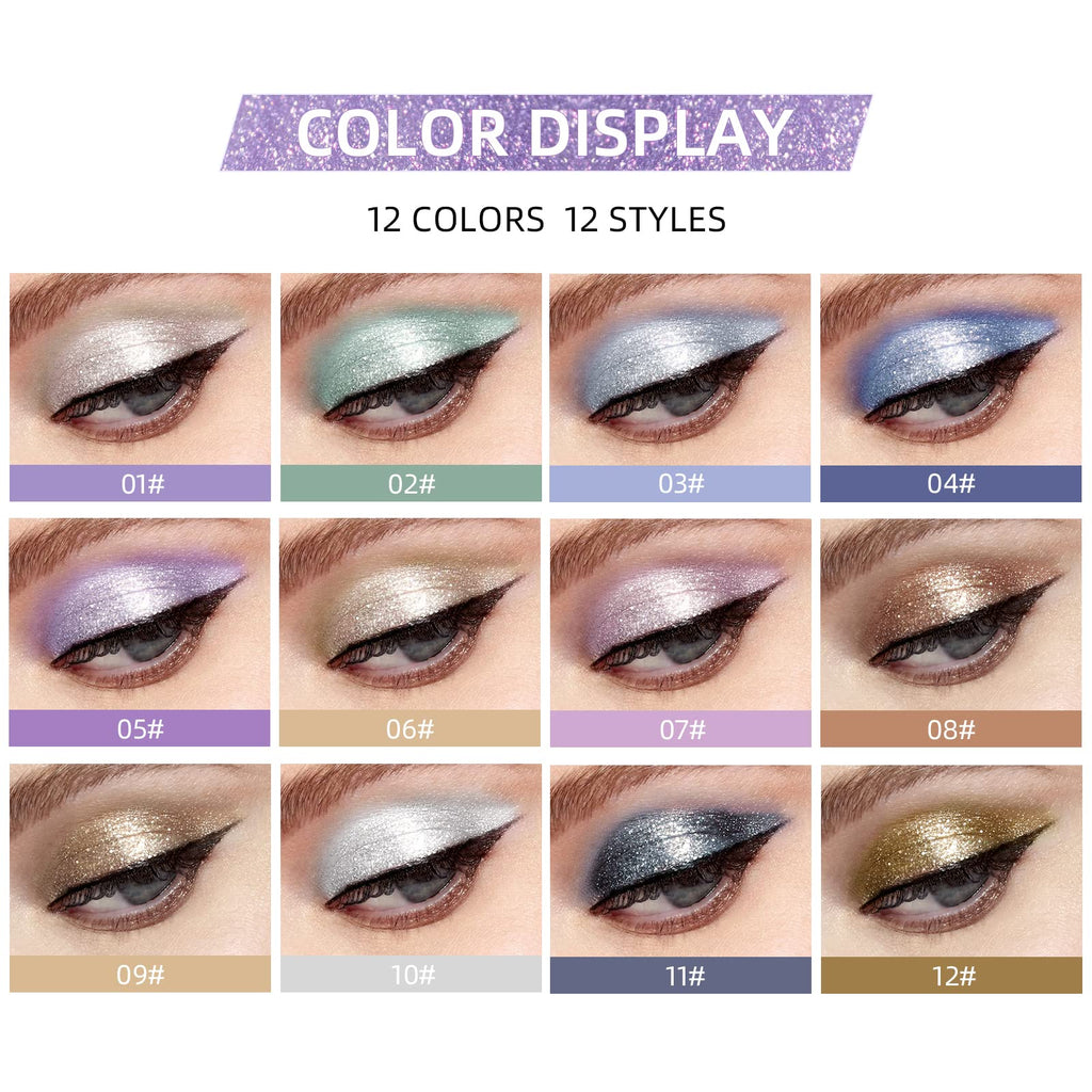 BestLand 12 Colors Liquid Glitter Eyeshadow Set Color A | Metallic Glitter, Waterproof & Quick-Drying
