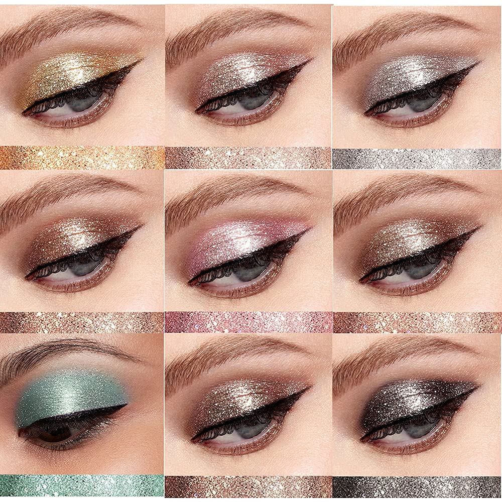 BestLand 10 Colors Liquid Glitter Eyeshadow Set – Waterproof Metallic Shimmer for Naked Smoky Looks