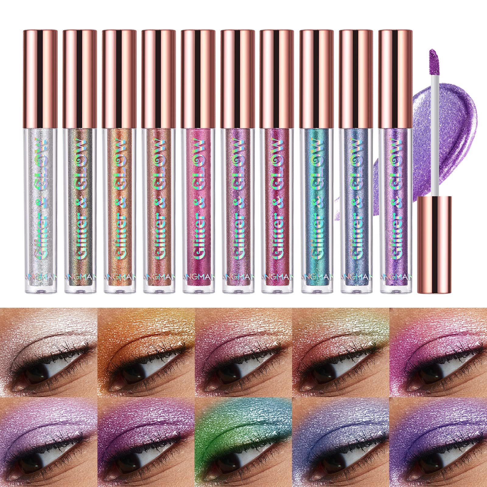 BestLand Liquid Glitter Eyeshadow Set – Multichrome, Long-Lasting, Quick-Drying, Water-Infused Sparkle