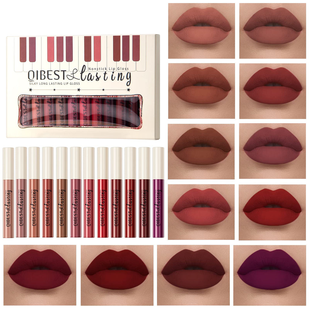 BestLand 12Pcs Matte Lipstick Kit – Nude to Red, Waterproof & Long-Lasting