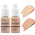 BestLand 2Pack PHOERA Foundation Full Coverage Liquid Foundation Cream - 102 Nude & 103 Warm Peach | Oil-Free, Long-Lasting
