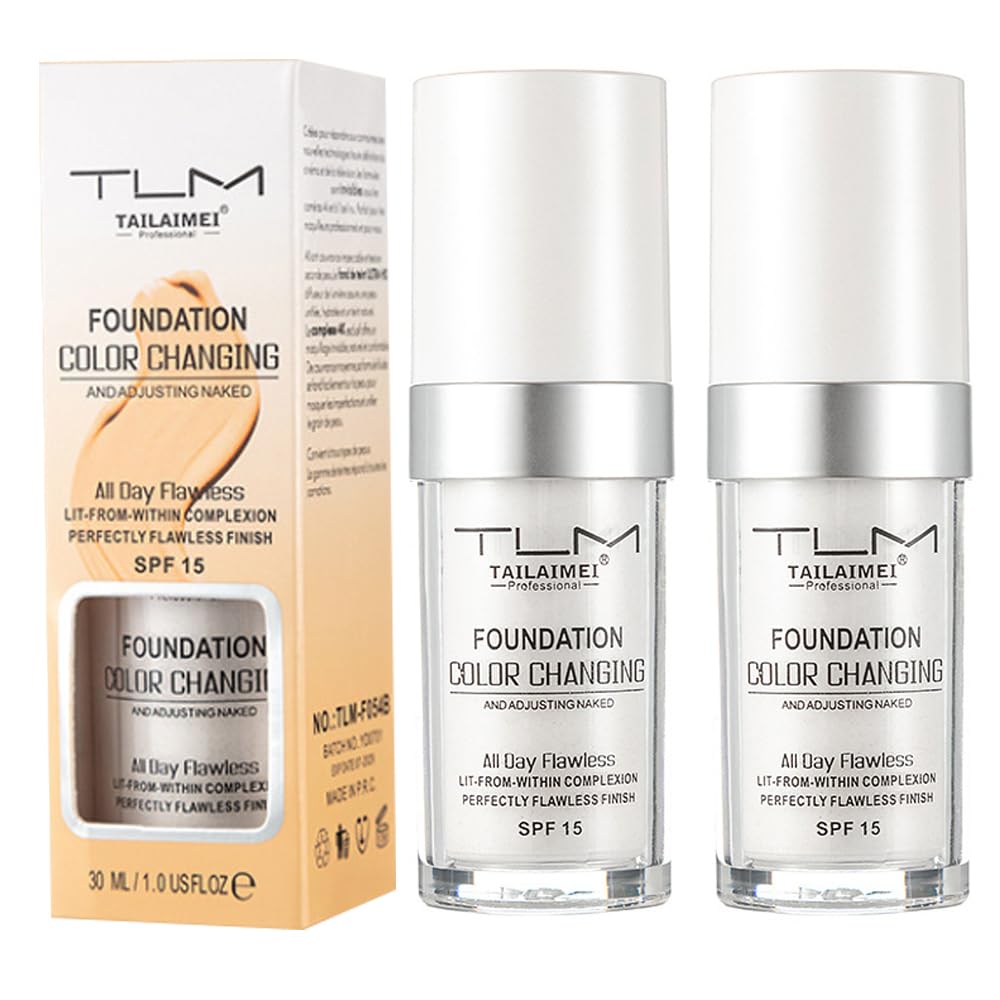 BestLand 2PCS TLM Colour Changing Foundation – Flawless Coverage, Lightweight, SPF15, Hydrating BB Cream Base