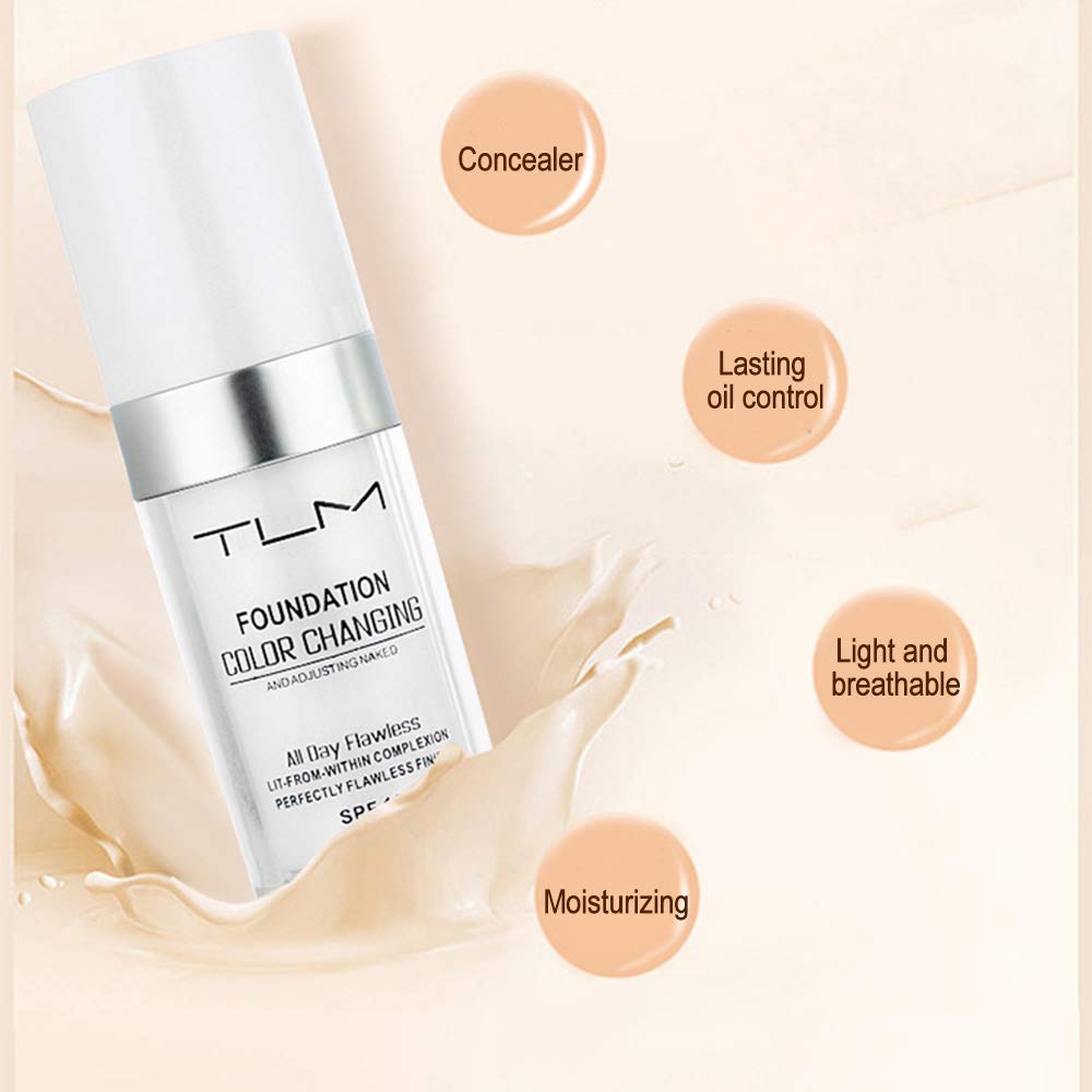 BestLand 2PCS TLM Colour Changing Foundation – Flawless Coverage, Lightweight, SPF15, Hydrating BB Cream Base