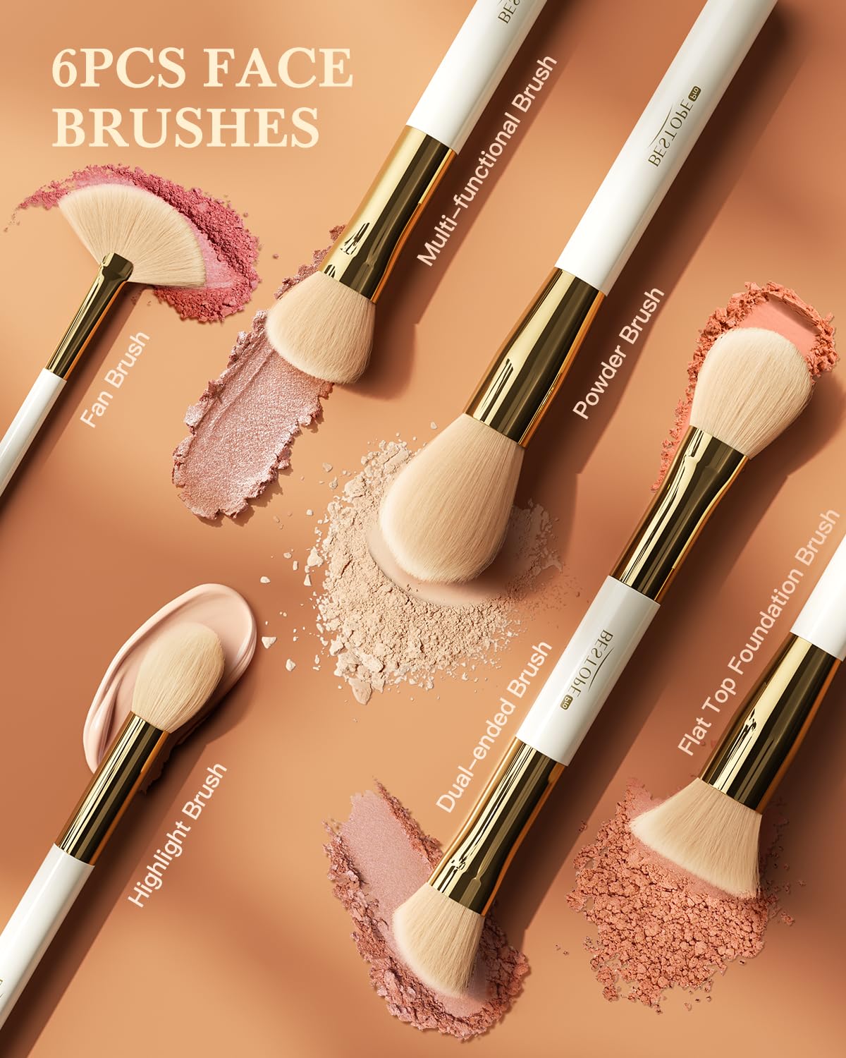 BESTOPE PRO Makeup Brushes Set - 18 Pcs, Double-Ended, Case Included