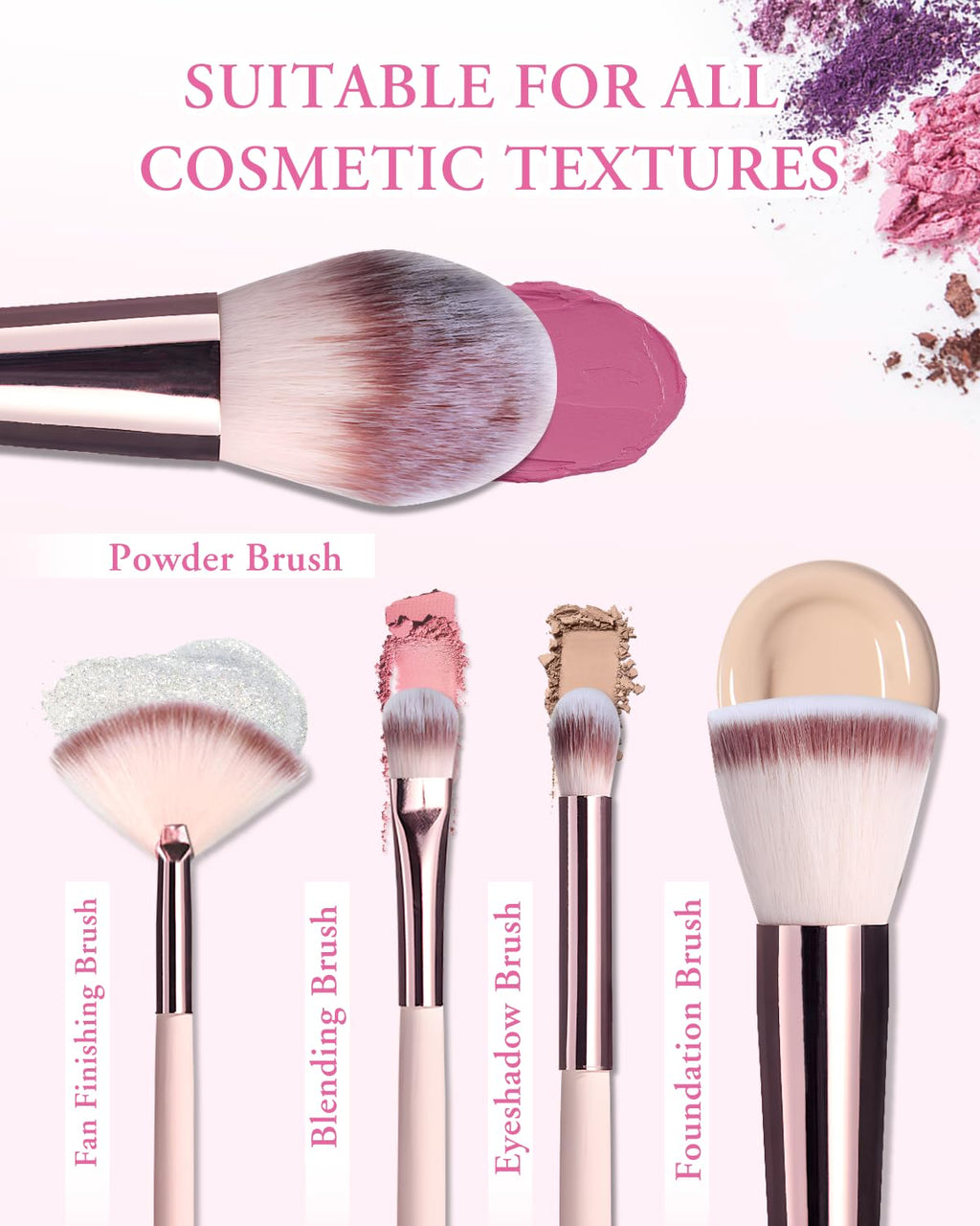 BESTOPE PRO Makeup Brushes with Case – 20PC Travel Brush Set with LED Light Mirror Holder