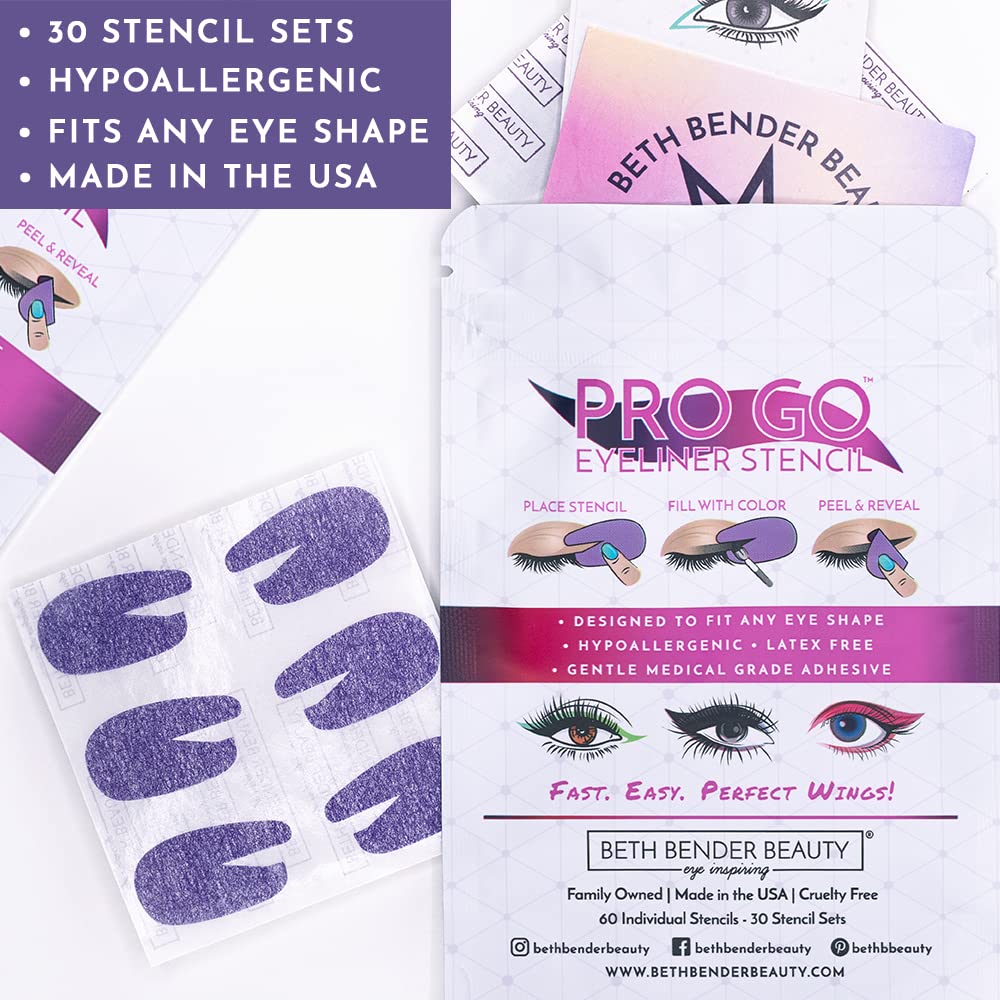 Beth Bender Beauty Pro Go Eyeliner Stencil — Cat Eye Kit, Made in USA, Cruelty-Free & Vegan
