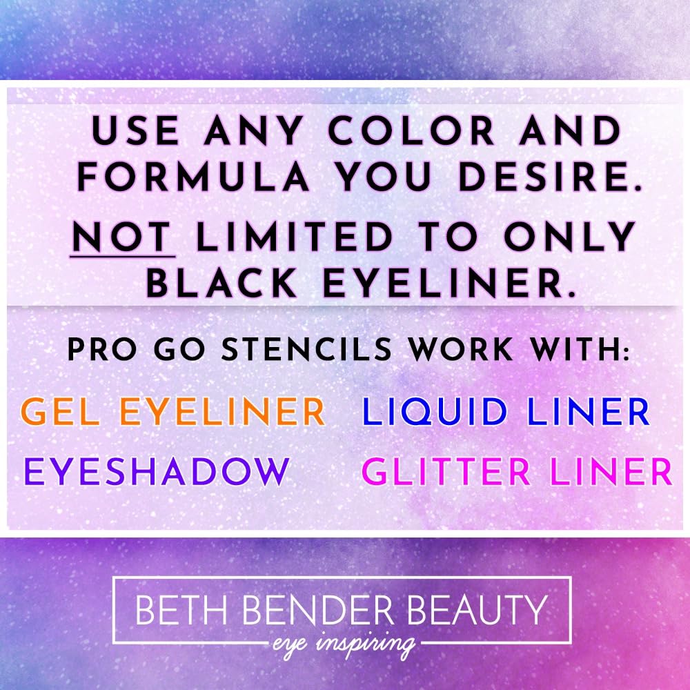 Beth Bender Beauty Pro Go Eyeliner Stencil — Cat Eye Kit, USA Made, Vegan & Cruelty-Free (Pack of 2, 48 Stencils)