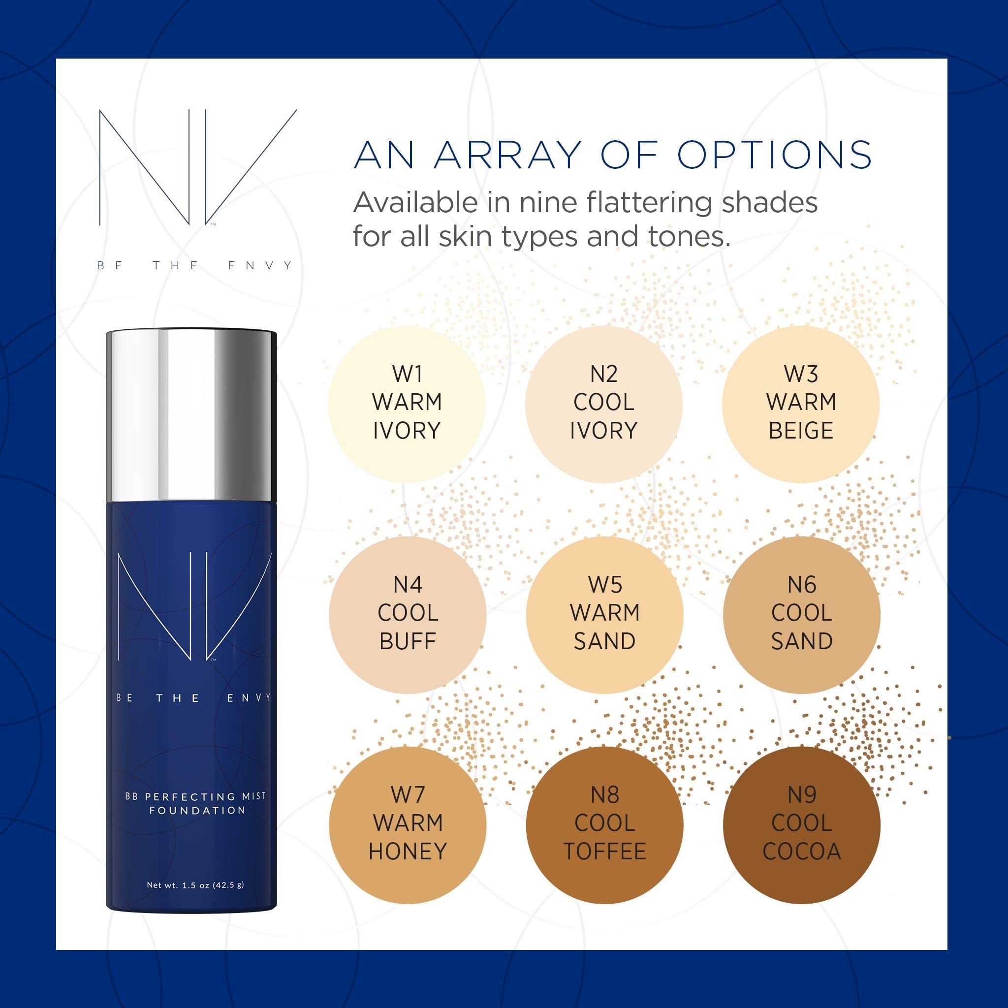 BE THE ENVY NV BB Perfecting Mist Foundation – Buildable Airbrush Coverage (Cool Cocoa)
