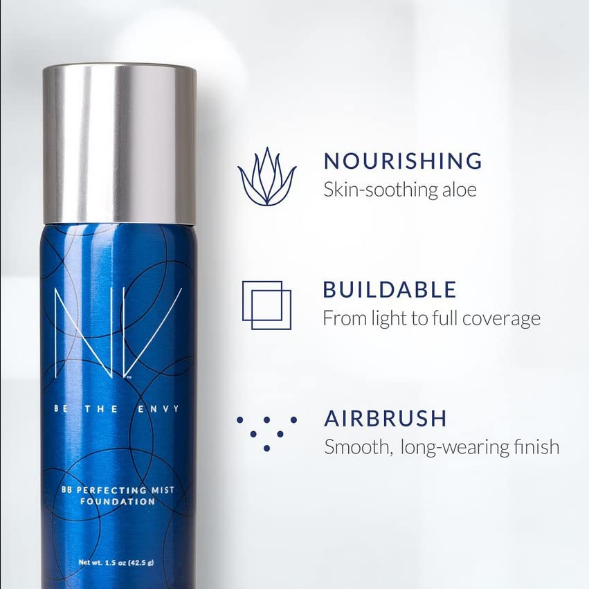 BE THE ENVY NV BB Perfecting Mist Foundation – Buildable Airbrush Coverage (Cool Cocoa)