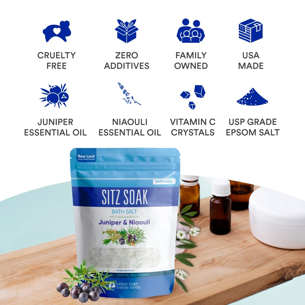 Better Bath Better Body Sitz Bath Soak – 2 Lbs Epsom Salt with Pure Essential Oils | Made in USA