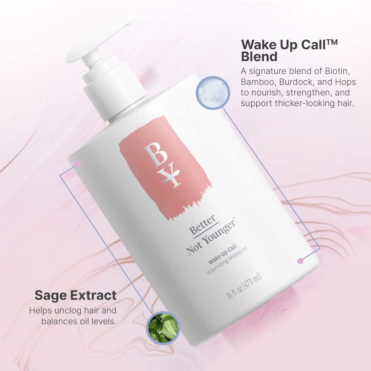 Better Not Younger Wake Up Call Volumizing Biotin Shampoo — 16 oz for Women Over 40 (Sulfate Free, Color Safe)