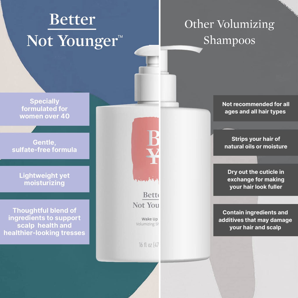 Better Not Younger Wake Up Call Volumizing Biotin Shampoo — 16 oz for Women Over 40 (Sulfate Free, Color Safe)