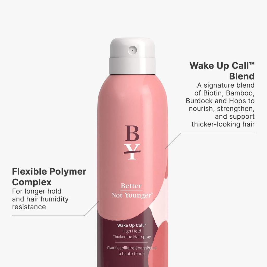 Better Not Younger Volume Styling Bundle: Wake Up Call High Hold Spray (6 fl oz) + Shampoo & Conditioner