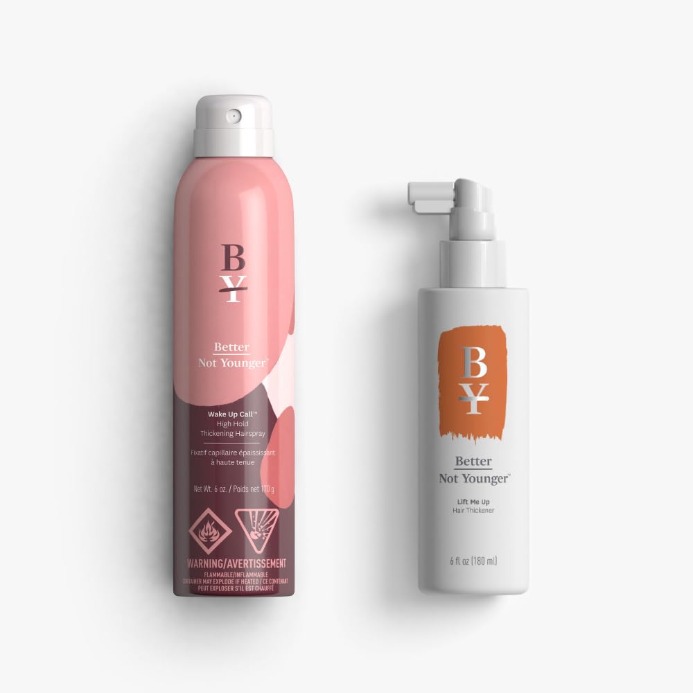 Better Not Younger Volume Styling Bundle: Wake Up Call High Hold Thickening Spray 6 fl oz & Lift Me Up Thickening Spray 6 fl oz