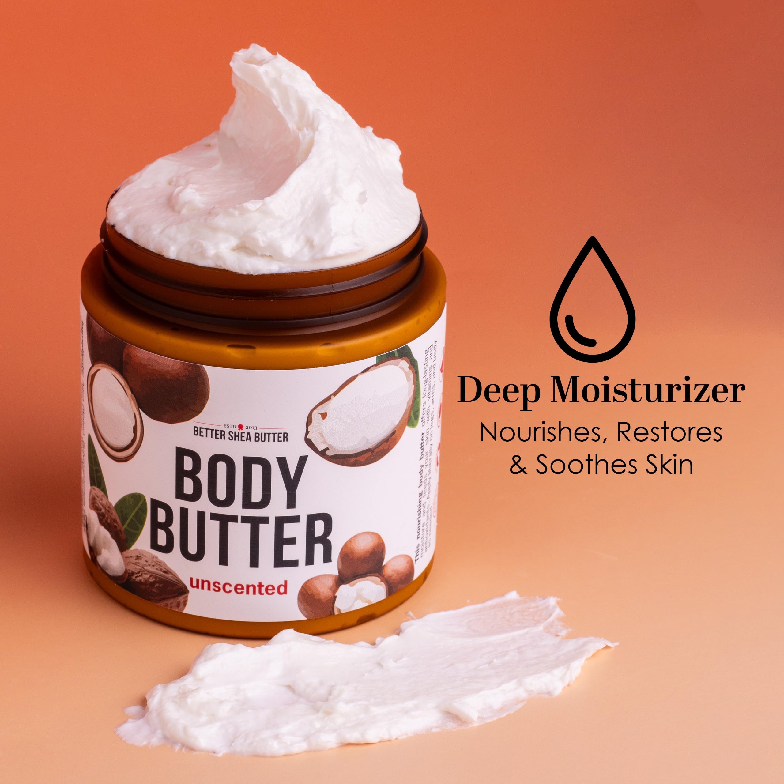 Better Shea Butter Unscented Body Butter – Deep Moisturizer with Raw Shea Butter & Jojoba Oil (8 oz)