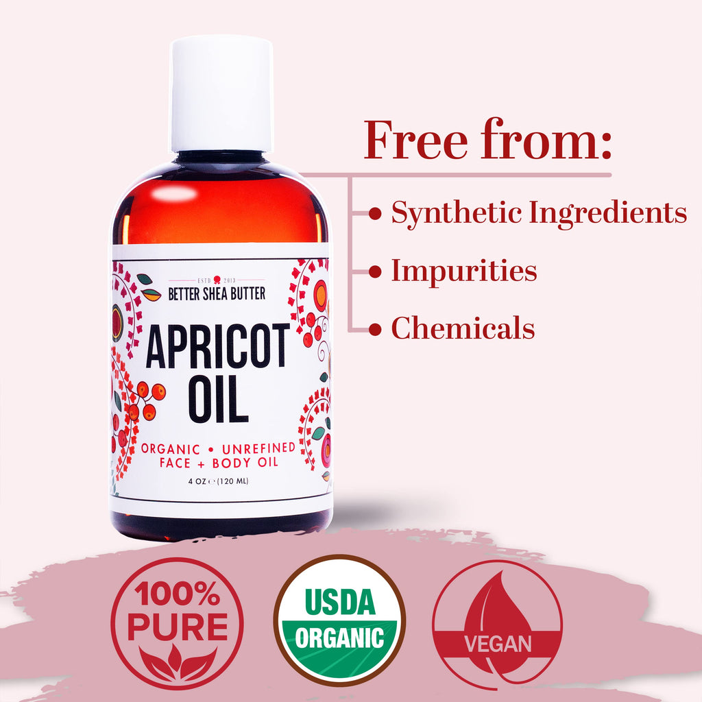 Better Shea Butter Organic Apricot Oil | 100% Pure & Cold-Pressed | 4 oz