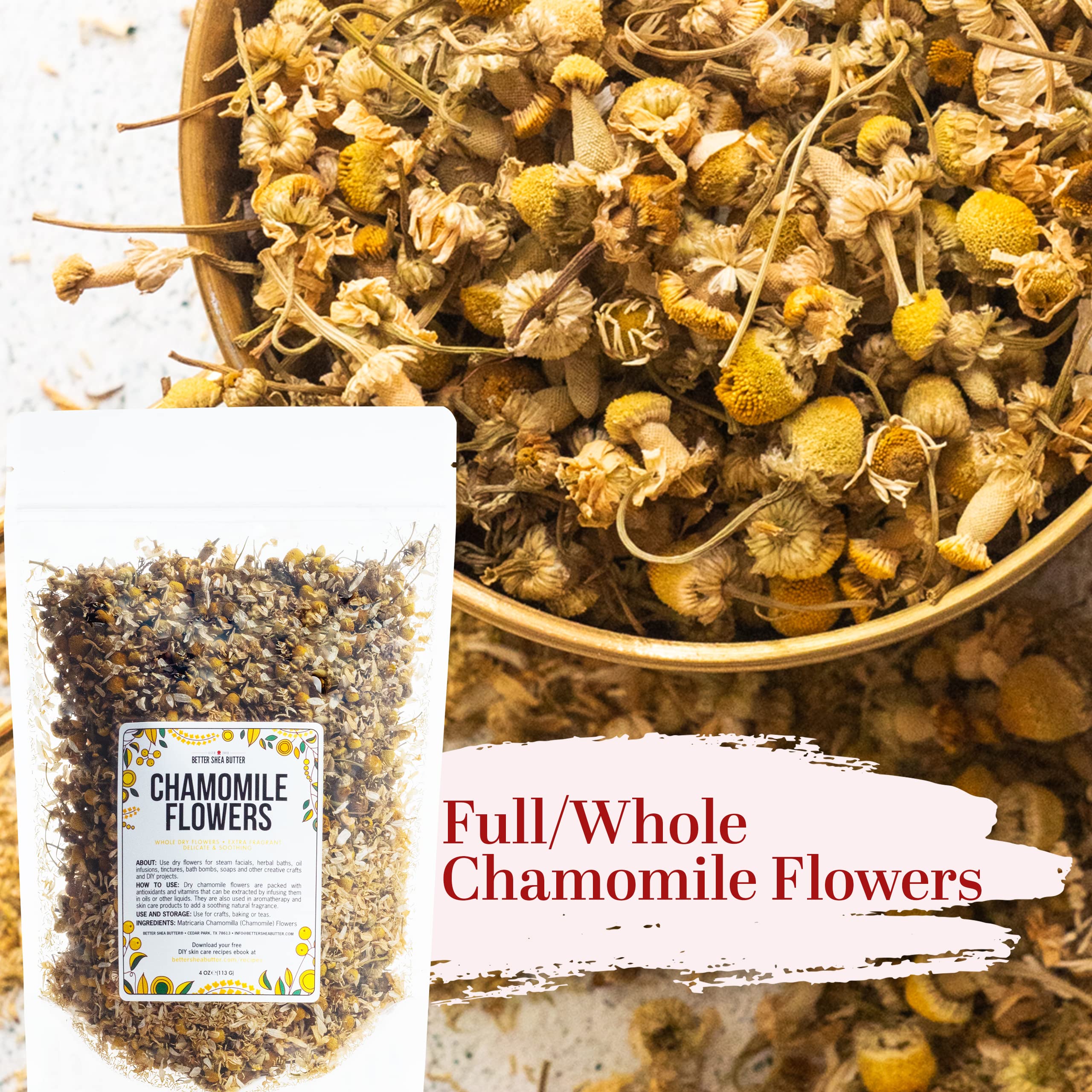 Better Shea Butter Dried Chamomile Flowers Bulk – Edible Tea & DIY Botanicals