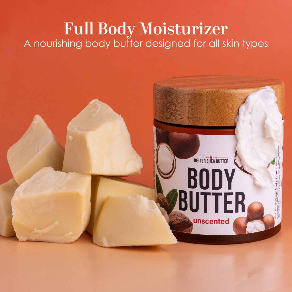 Better Shea Butter Unscented Body Butter – Deep Moisturizer with Raw Shea Butter & Jojoba Oil (8 oz)