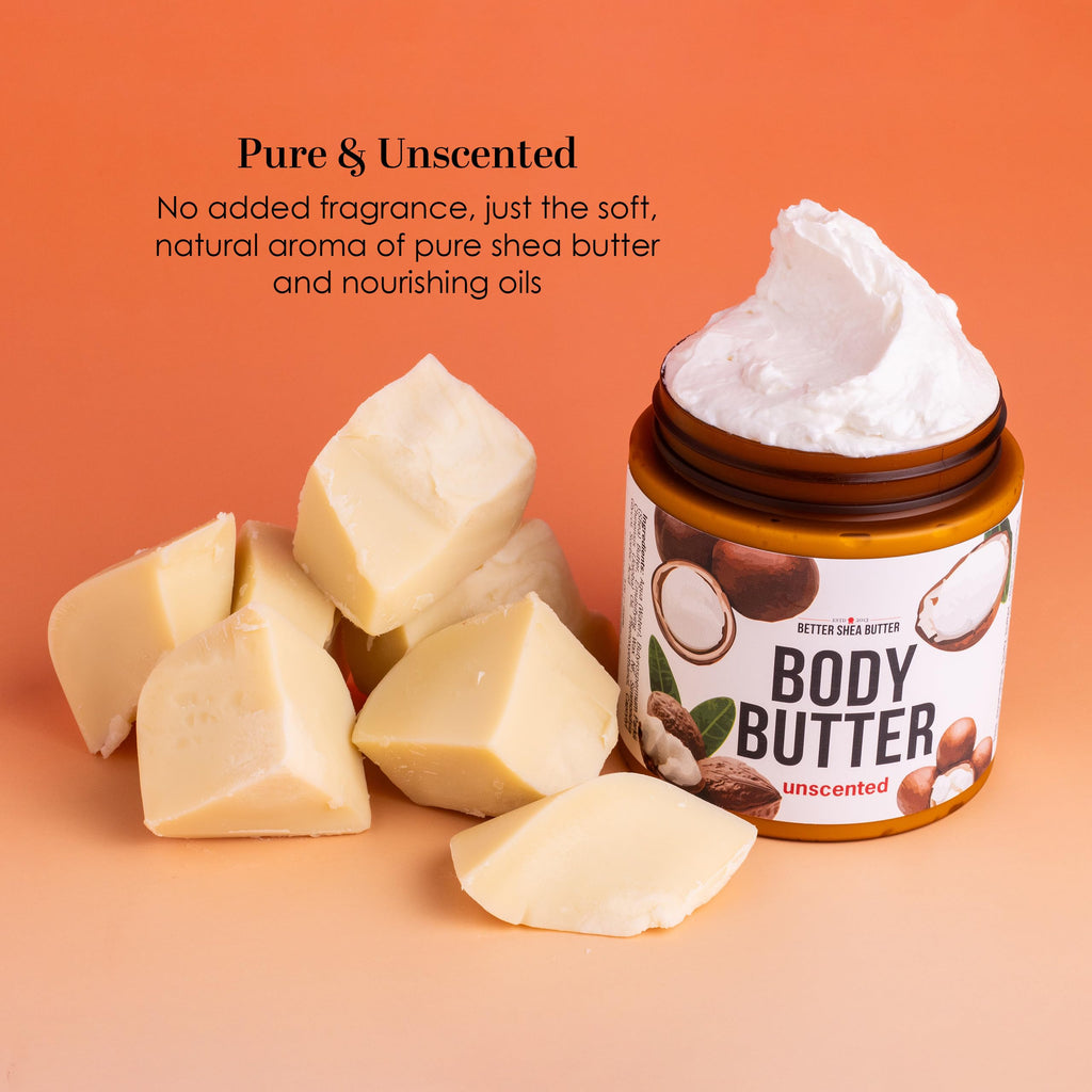 Better Shea Butter Unscented Body Butter – Deep Moisturizer with Raw Shea Butter & Jojoba Oil (8 oz)