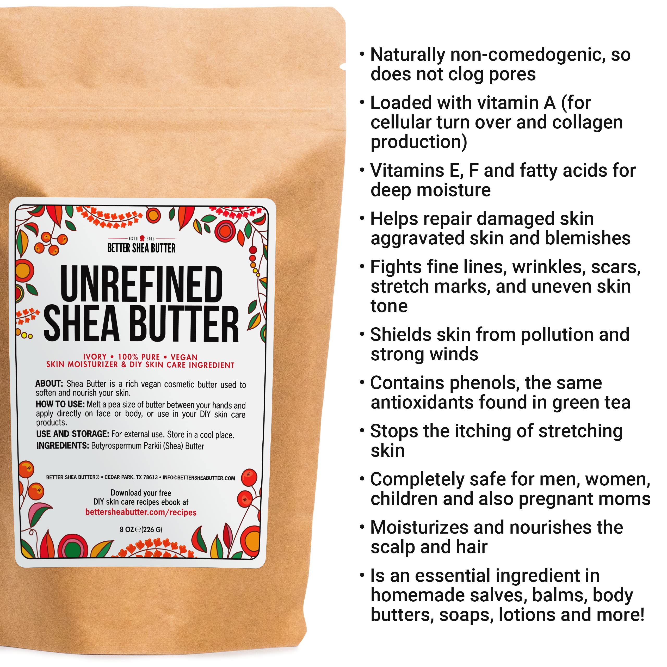 Raw Shea Butter – 8 oz, 100% Pure African Unrefined | Better Shea Butter