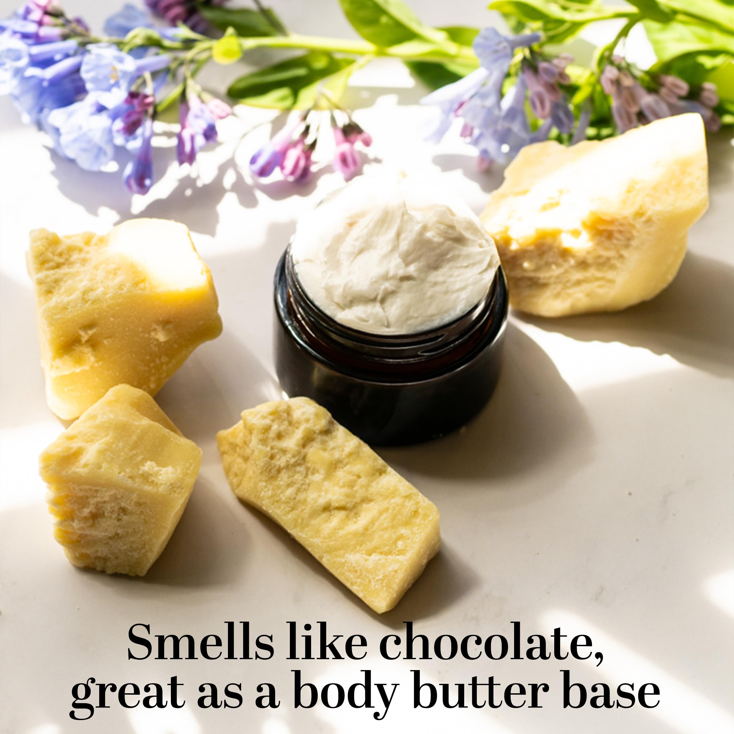 Better Shea Butter Raw Cocoa Butter - Unrefined, 100% Pure, Food Grade Cocoa Butter Block (1LB) | Skin & Hair Moisturizer