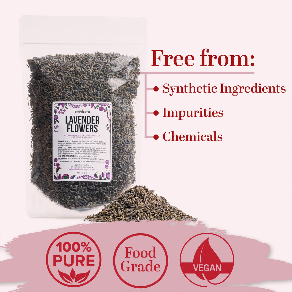 Better Shea Butter Lavender Buds Food Grade – Bulk Dried Lavender for Soap, Tea, Cooking